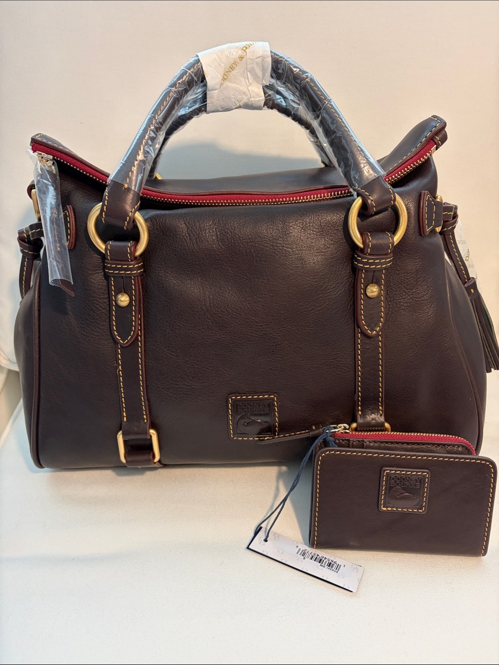 NWT Luxurious Dooney & Bourke Florentine Brown Tmoro Large Satchel